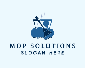 Bucket Mop Bubbles logo design