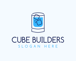 Glass Drink Ice Cubes  logo design