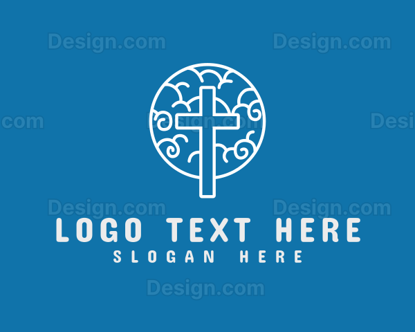 Modern Crucifix Cloud Logo