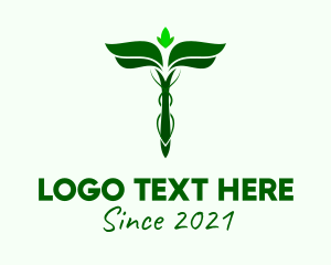 Green Herbal Caduceus logo