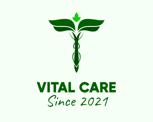 Green Herbal Caduceus logo