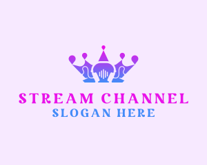 Crown Headphone Stream logo design