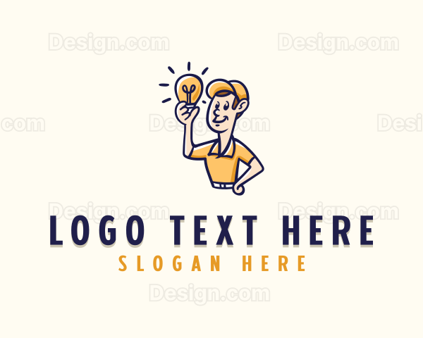 Electrician Light Bulb Logo