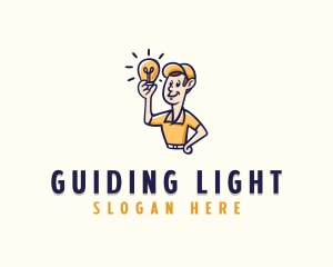 Electrician Light Bulb logo design