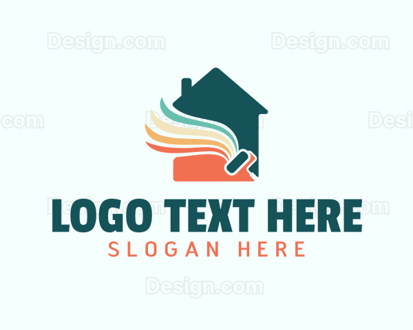 Colorful House Painter Brush Logo