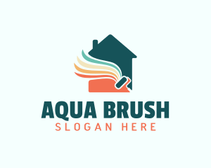 Colorful House Painter Brush logo design