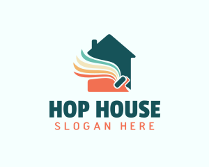 Colorful House Painter Brush logo design