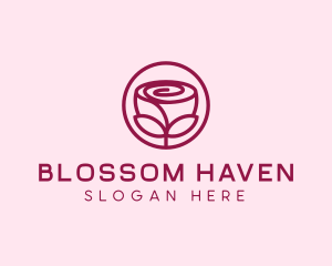 Rose Flower Emblem  logo design