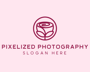 Rose Flower Emblem  logo design