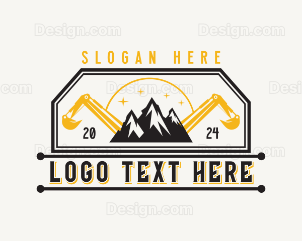 Mountain Construction Excavator Logo