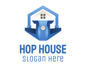 Blue House Podium logo design