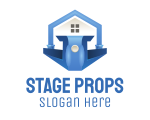 Blue House Podium logo design