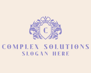 Crown Floral Shield logo design