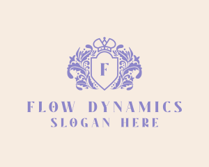 Crown Floral Shield logo design