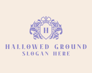 Crown Floral Shield logo design