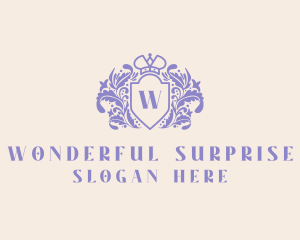 Crown Floral Shield logo design