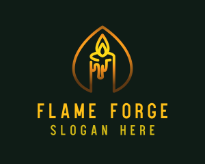 Golden Candlelight Flame logo design