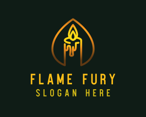 Golden Candlelight Flame logo design