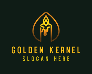 Golden Candlelight Flame logo design