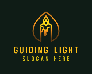 Golden Candlelight Flame logo design