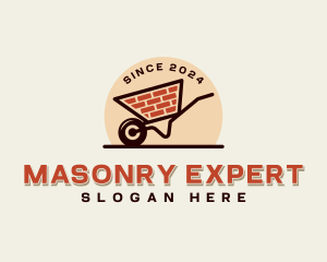 Brick Mason Wheelbarrow logo design