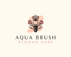 Floral Beauty Cosmetics Brush logo design