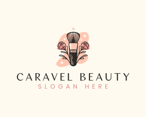 Floral Beauty Cosmetics Brush logo design