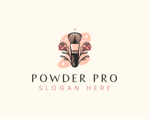 Floral Beauty Cosmetics Brush logo design