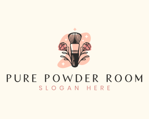 Floral Beauty Cosmetics Brush logo design