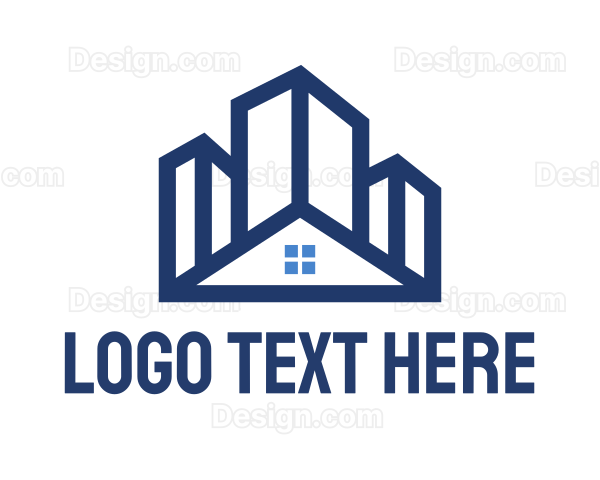 Blue Building House Logo