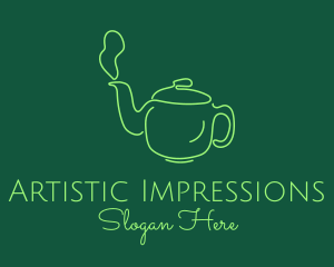 Green Teapot Tea Kettle logo design