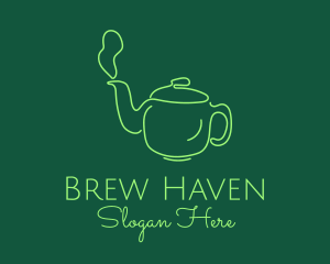 Green Teapot Tea Kettle logo design