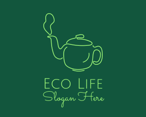 Green Teapot Tea Kettle logo design