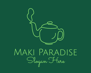 Green Teapot Tea Kettle logo design