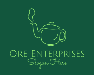 Green Teapot Tea Kettle logo design