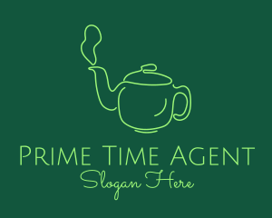 Green Teapot Tea Kettle logo design