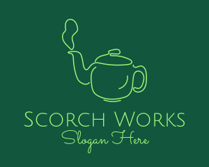 Green Teapot Tea Kettle logo design