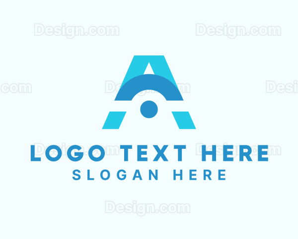 Blue Modern Letter A Logo