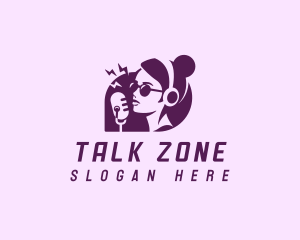 Podcast Girl Microphone logo design