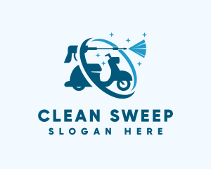 Motorcycle Scooter Pressure Cleaning logo design