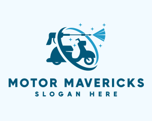 Motorcycle Scooter Pressure Cleaning logo design