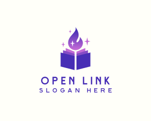 Open Book Fire Literature logo design