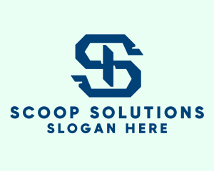 Blue Mechanical Letter S logo design