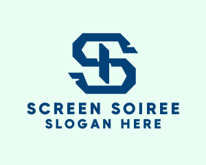 Blue Mechanical Letter S logo design