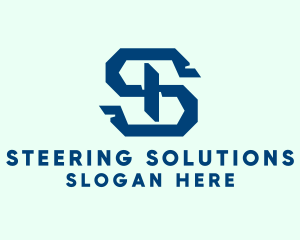 Blue Mechanical Letter S logo design