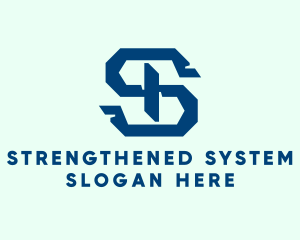 Blue Mechanical Letter S logo design