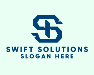 Blue Mechanical Letter S logo design