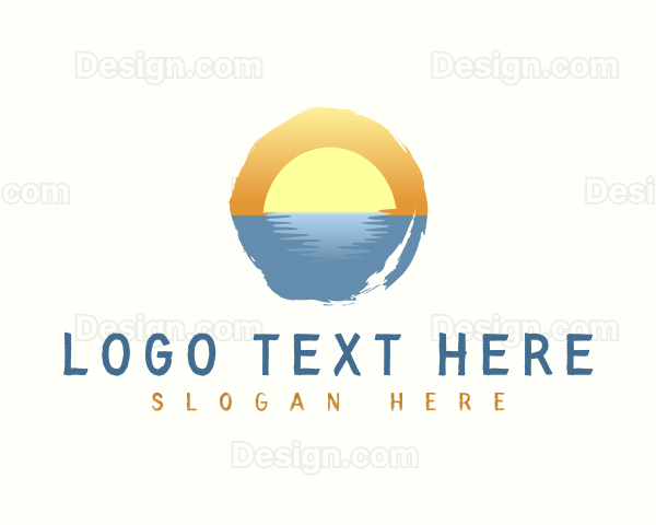 Sunset Ocean Scenery Logo