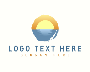 Sunset Ocean Scenery Logo