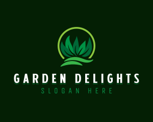 Lawn Grass Leaves logo design